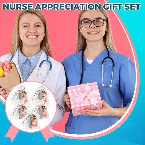 Sureio 72 Pcs Nurse Graduation Gift Include 24 Nurse Keychain Nursing Appreciation Gift with 24 Tassel Organza Bag and 24 Tag Thank You Gifts for ...