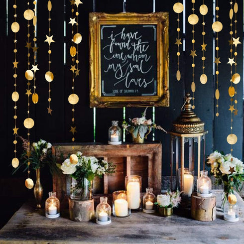 Decor365 Silver Gold Star Garland Decorations Twinkle Little Star Birthday Baby Shower Graduation Party Decor Christmas New Year Eve Banner Moon S...