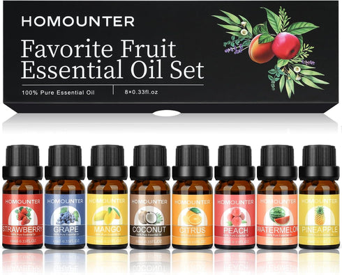 Fruit Essential Oil for Diffusers Natural Fruity Fragrance Oil for Candle & Soap Making - Grape, Citrus and More Diffuser Oils Scents for Home, Su...