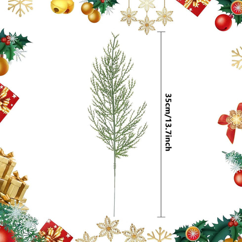 Alpurple 25 PCS Artificial Pine Branches-13.7 Inches Fake Greenery Plants Pine Sprigs-Faux Pine Leaves Picks for DIY Garland Crafts Christmas Embe...