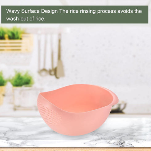 uxcell 2pcs Rice Washing Filter Strainer Basket Rice Sieve Fruit Vegetable Bowl Drainer Basket Cleaning Tools Home Kitchen Kit-Pink...