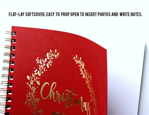 Gold Foil Christmas Memory Book, 8.5"x9" 90 Blank Pages, Keepsake Scrapbook Album for Families (Red/Gold)...