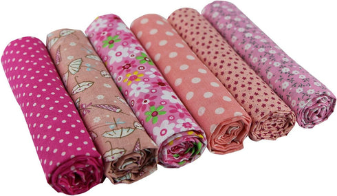 UOOOM 6pcs 50 x 50cm Patchwork Cotton Fabric DIY Handmade Sewing Quilting Fabric Different Designs (Tone-Pink)...