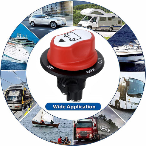 Jtron Car Battery Disconnect Switch MAX.50V DC 50A Cont 75A INT Battery Master Cut Off Isolator Switch Waterproof for Car Motorcycle Marine Boat A...