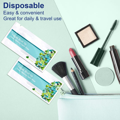 EZGO 100pcs Deep Cleaning Teeth Wipes Finger Brush Teeth Wipes Oral Brush Ups Latex Free Mint Flavor...