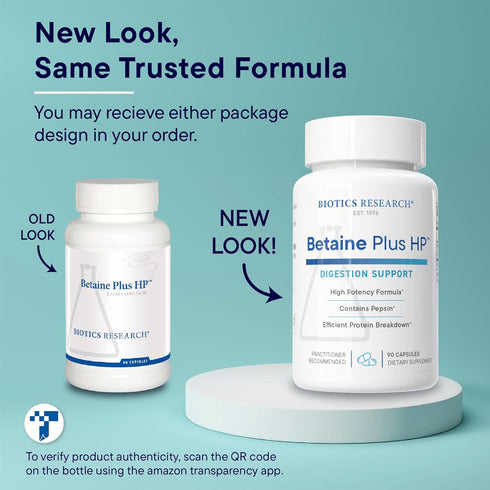 Biotics Research Betaine Plus HP - High Potency Hydrochloric Acid Supplement, Supports Digestive Function 90 Capsules...