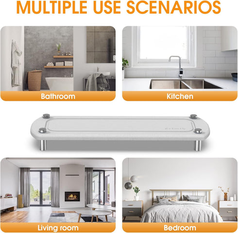 Instant Dry Bathroom Kitchen Sink Organizer, Diatomite Stone Drying Tray for Soap Dispenser, Sponge Brush and Toothbrush Cup, Countertop Fast Dryi...