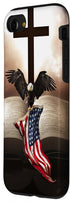 iPhone SE (2020) / 7 / 8 Pretty Christian Cross Bible A Bald Eagle Grip American Flag Case...