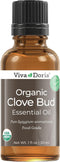 Viva Doria 100% Pure Clove Bud Essential Oil, Undiluted, USDA Certified Organic, Food Grade, 30 mL (1 Fluid Ounce)...