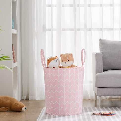 TECHMILLY Large Storage Basket for Girls and Boys, Collapsible Laundry Hamper with Long Handles, Toy Bins for Nursery, Kids Room Décor...