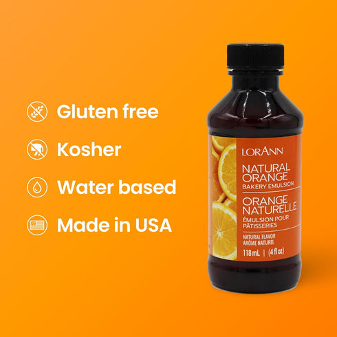 LorAnn Oils Orange Bakery Emulsion: True Essence, Ideal for Boosting Fruit Tones in Cakes, Cookies & Desserts, Gluten-Free, Keto-Friendly, Extract...