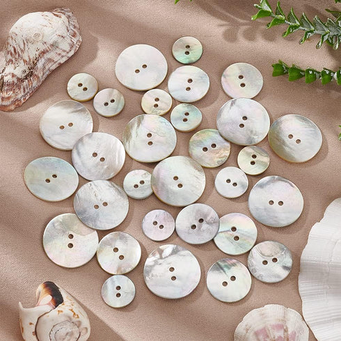 PH PandaHall 100pcs Natural Shell Buttons 3 Sizes Shell Round Buttons 2-Hole Sewing Buttons Craft Seashell Buttons for DIY Sewing Crafts Clothes C...