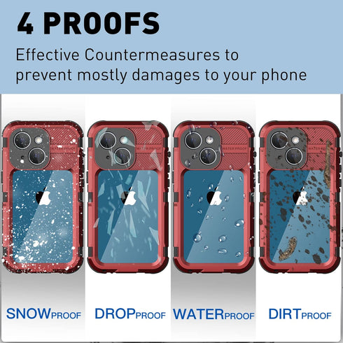 AICase for iPhone 13 Case Waterproof Metal Underwater Phone Case with Built-in Screen Protector, Full Body Protective Military Grade Shockproof He...