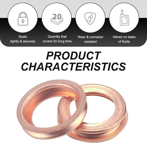 Pack of 12 Oil Drain Plug Washers, M12 Car Sealing Kits, Durable Automobile Accessories, Compatible with Qashqai X-Trail, New Teana, New Sunshine,...