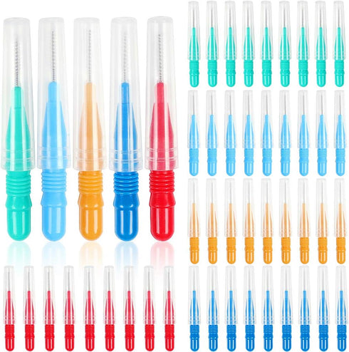 ewinever 50 Count Interdental Brush,Toothpicks Tooth Flossing Head Oral Dental Hygiene Brush,Teeth Cleaner Dental Floss Stick Tooth Cleaning Tool ...