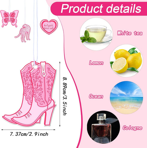 Tallew 8 Pcs Scented Pink Car Air Freshener Preppy Hanging Oil Freshener Ornaments Pink Car Freshener Slice Essential Pendant Scented Diffuser for...