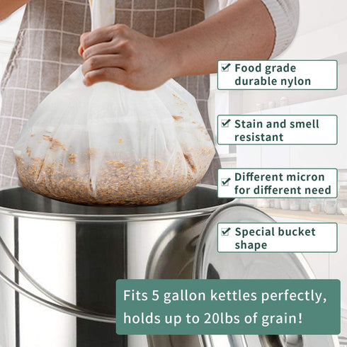 12"x18" Nylon Mesh Strainer Bags for Almond Nut Milk, Greek Yogurt, Home Beer Wine Brewing 180 Micron...