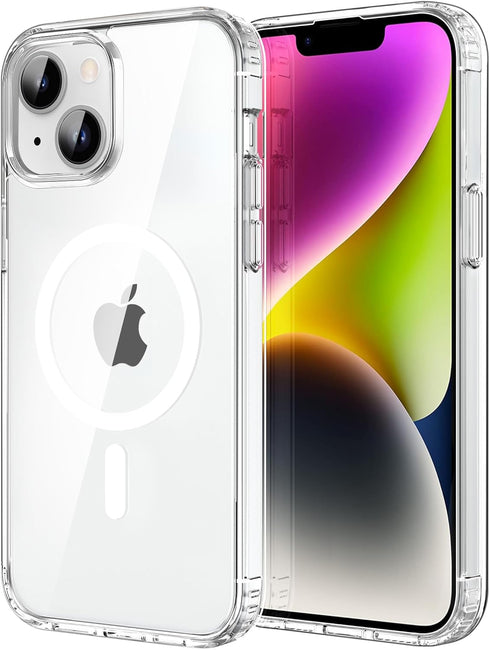 CACOE Magnetic Case for iPhone 13 & iPhone 14 6.1 inch-Compatible with MagSafe & Magnetic Car Phone Mount,Not Yellowing Anti-Scratch (Clear)...