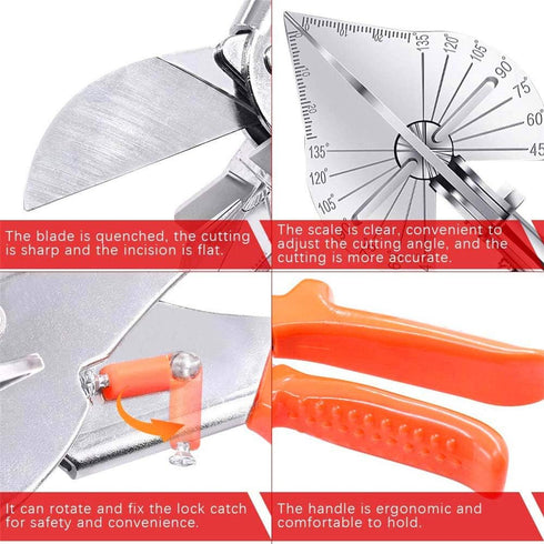 Multi Angle Miter Shear Cutter, 45-135 Degree Adjustable Angle Scissors Trim Shears Hand Tools For Cutting Soft Wood, Plastic, Pvc And Other...