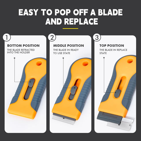 FOSHIO Multi-Purpose Window Tint Removal Tool Set with Long Handle Razor Blade Scraper, Retracted Metal Razor, Mini Plastic Scraper, Microfiber Cl...