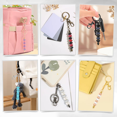 110Pcs Beadable Keychain Bar Set with Colored Beads & A to Z Letter Charms, Beadable Keychains Set Jewelry Making Supplies for DIY Keychain Making...