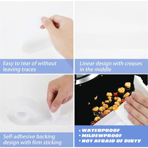 PVC Caulk Strip for Bathtub, 1.5Inch Wide, 10.5Ft Length Self Adhesive Waterproof Sealing Caulking Tape, Edge Protector, Decorative Sealant Trim f...
