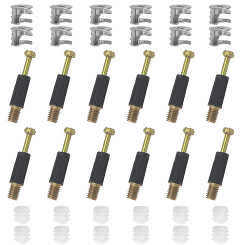 12 Set Cam Lock Screws, 35mm Cam Screws Cam Bolt Cam Lock Fasteners, 3 in 1 Cam Fitting Cam Connector Bolt Cam Dowel Cabinet Pre-Inserted Nut for ...