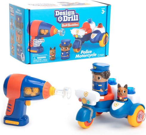 Educational Insights Design & Drill Bolt Buddies Police Motorcycle Toy, Take Apart Toy with Electric Drill Toy, STEM Toy, Gift for Boys & Girls, A...