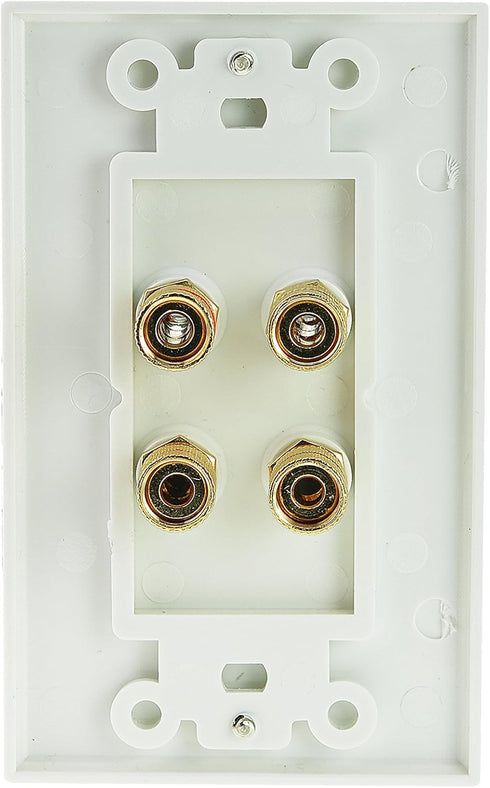 Mediabridge™ Speaker Wall Plate w/Binding Posts (2 Pair) - Free Low Voltage Metal Mounting Bracket (1-Gang) Binding Post 2-Piece Inset Wall Plate ...
