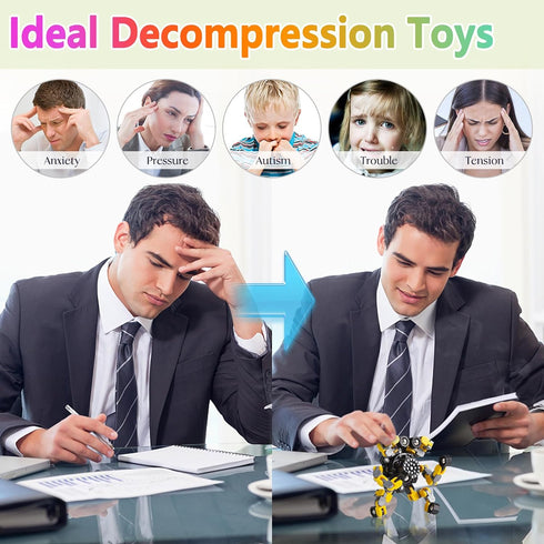 Transformable Fidget Spinners 2 Pcs for Kids and Adults Stress Relief Sensory Toys for Boys and Girls Fingertip Gyros for ADHD Autism for Kids...