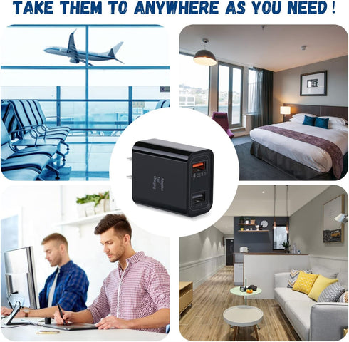 Dual USB Wall Charger, Costyle 3 Pack 30W 2 Ports Adaptive Fast Charging Block Quick Fast Charger 3.0 & 5V 2.4A Wall Plug Compatible iPhone 13 12 ...