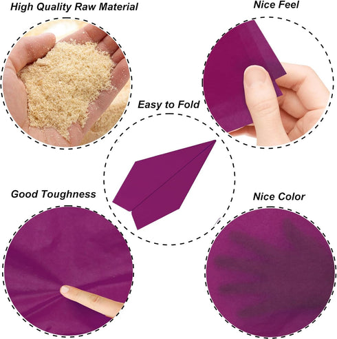 Jkopsnr 120 Sheets Plum Tissue Paper 20x14 Inches Plum Tissue Paper for Gift Bags Plum Wrapping Tissue Paper Bulk for DIY Crafts Birthday Hallowee...