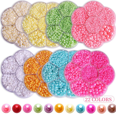 5700 Pcs Light Green Half Pearls for Crafts & Nail Art - Flatback Pearls for Makeup & DIY Accessories (2/3/4/5/6/8/10mm)...