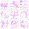 9 Pieces Unicorn Stencils Painting Templates Craft for Arts Card Making Journal Scrapbooking DIY Furniture Wall Floor Painting on Wood Fabric (8 x...