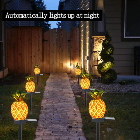 Garden Decor Solar Stake Lights - 2 Pack Outdoor Pineapple Waterproof Lights Pathway Yard Lawn Walkway Decoration...
