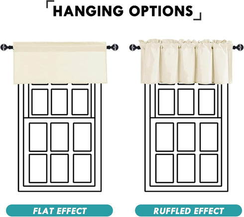 JIUZHEN Valance Curtains for Kitchen Window Valances for Living Room/Basement Window Curtains Bathroom Thermal Insulated Short Rod Pocket Curtain ...