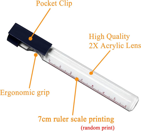MAGDEPO 2X Bar Magnifying Ruler 6" with Guiding Line & Mini Line Magnifier with Clip for Reading Small Prints, Bible, Books, Newspaper, Documents,...
