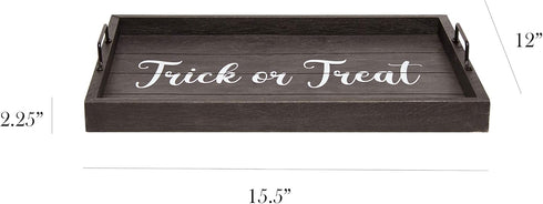 Elegant Designs, 15.50" x 12", Trick or Treat Decorative Wood Serving Tray w/Handles, Black Wash Trick & Treat (HG2000-KTT)...