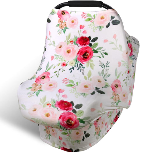 Rquite All-in-1 Car Seat Cover Baby, Carseat Covers for Girl Boy, Stretchy Soft Infant Car Seat Cover, Multi-use Baby Carrier Cover, Car Seat Cano...
