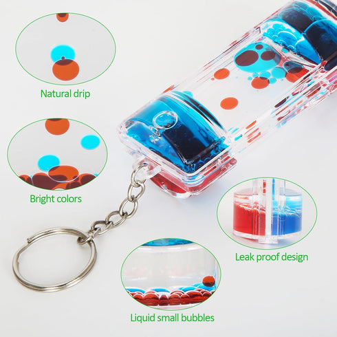 Dynamic Liquid Timers Key Chain Set, Colorful Motion Bubbler Timekeeper Key Chain, Liquid Hourglass Keychains...