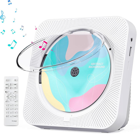 CD Player Portable with Bluetooth 5.1 Transmitter and Reciever Desktop CD Player with HiFi Sound Speakers,Remote Control,Dust Cover,LED Display,Bo...