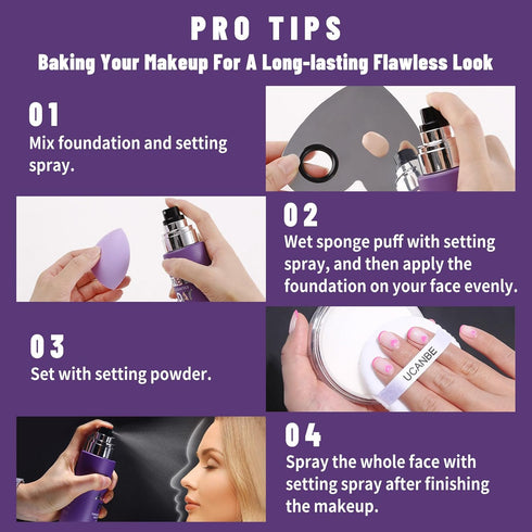 UCANBEMAKUP Long Lasting Makeup Setting Spray Kit- 6.76 Fl oz Hydrating Matte Finish Mist Lightweight Face Make up Fixer +Translucent Loose Settin...