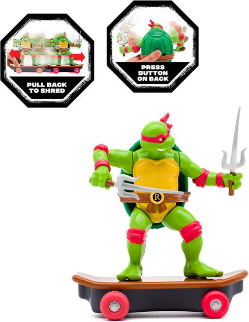 Teenage Mutant Ninja Turtles 5" Sewer Shredders - Raphael Classic Edition - Skate and Battle with Ninja Action - Ages 3+...
