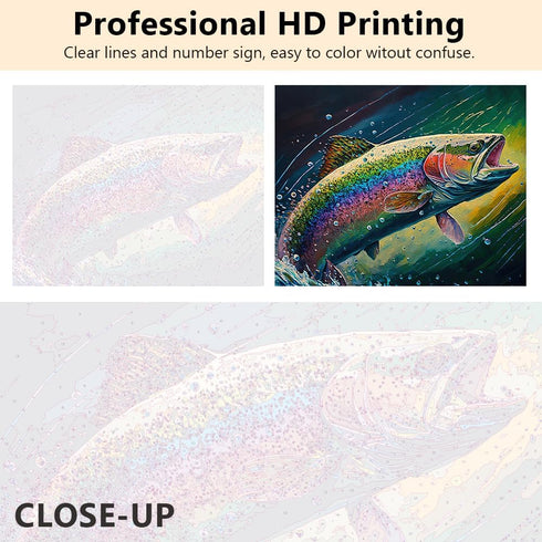 TUMOVO DIY Paint by Numbers Fish Paint by Number for Adults Paint by Number Kits on Canvas Colorful Animals Oil Hand Painting with Brushes and Acr...