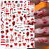 Halloween Nail Art Stickers Blood Nail Decals, 6 Sheets 3D Self Adhesive Halloween Nail Art Supplies Sticker Blood Scar Clown Eye Halloween Nail D...