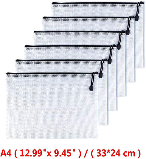 Oaimyy-A4(9"x 13",12 Pcs),Plastic Mesh Zipper Pouch Document Folders Bag Zip File Folders for School Office Supplies, Travel,Puzzles Games Organiz...