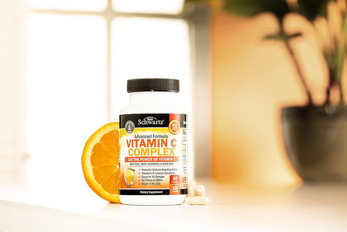Vitamin C Complex Supplement - Vitamin C 1000mg Capsules with Rose HIPS Zinc and Citrus Bioflavonoids (60 Day Supply) - Supports Immune Health, Ce...