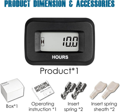 Runleader Digital Hours Counter,AC/DC 5V to 277V for Garden Tractor Generator Scooter Club Car Forklift Leaf Trimmer etc.(1)...