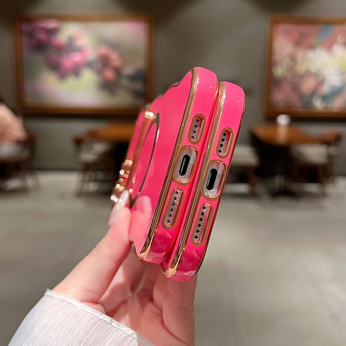 for iPhone 14 Pro Max Case Magnetic,for Women Girls Soft Cute Wave Frame Curly Shape Love Heart Luxury Plating Phone Case Compatible with MagSafe ...