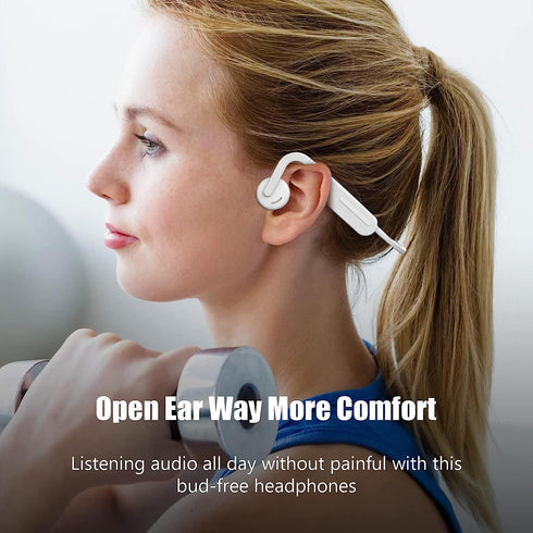 Open Ear Air Conduction Headphones, Bluetooth 5.0 Wireless Running Headphones 10 Hours Playtime HiFi 9D Stereo Sweatproof Sports Headset with Mic ...